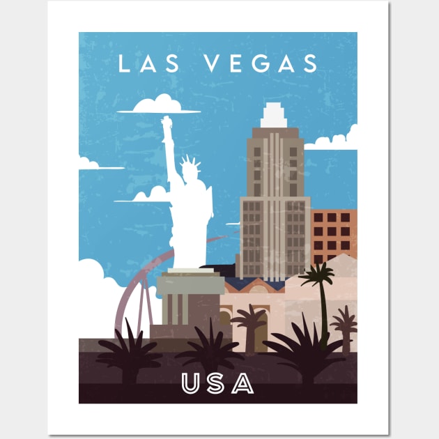 Las Vegas, USA. Retro travel poster Wall Art by GreekTavern